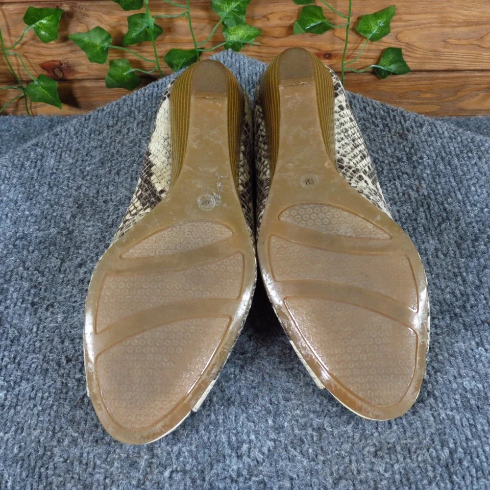 Alfani Cammi Womens Peep Toe Wedge Size 8M Work Snakeskin Print Faux Leather